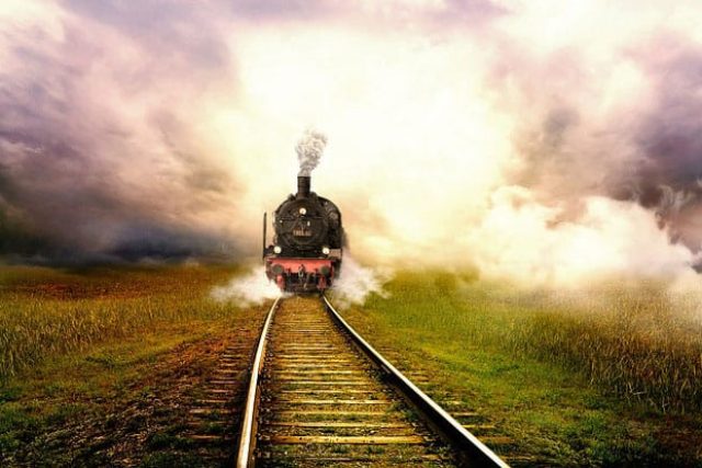 laying track while the train is moving